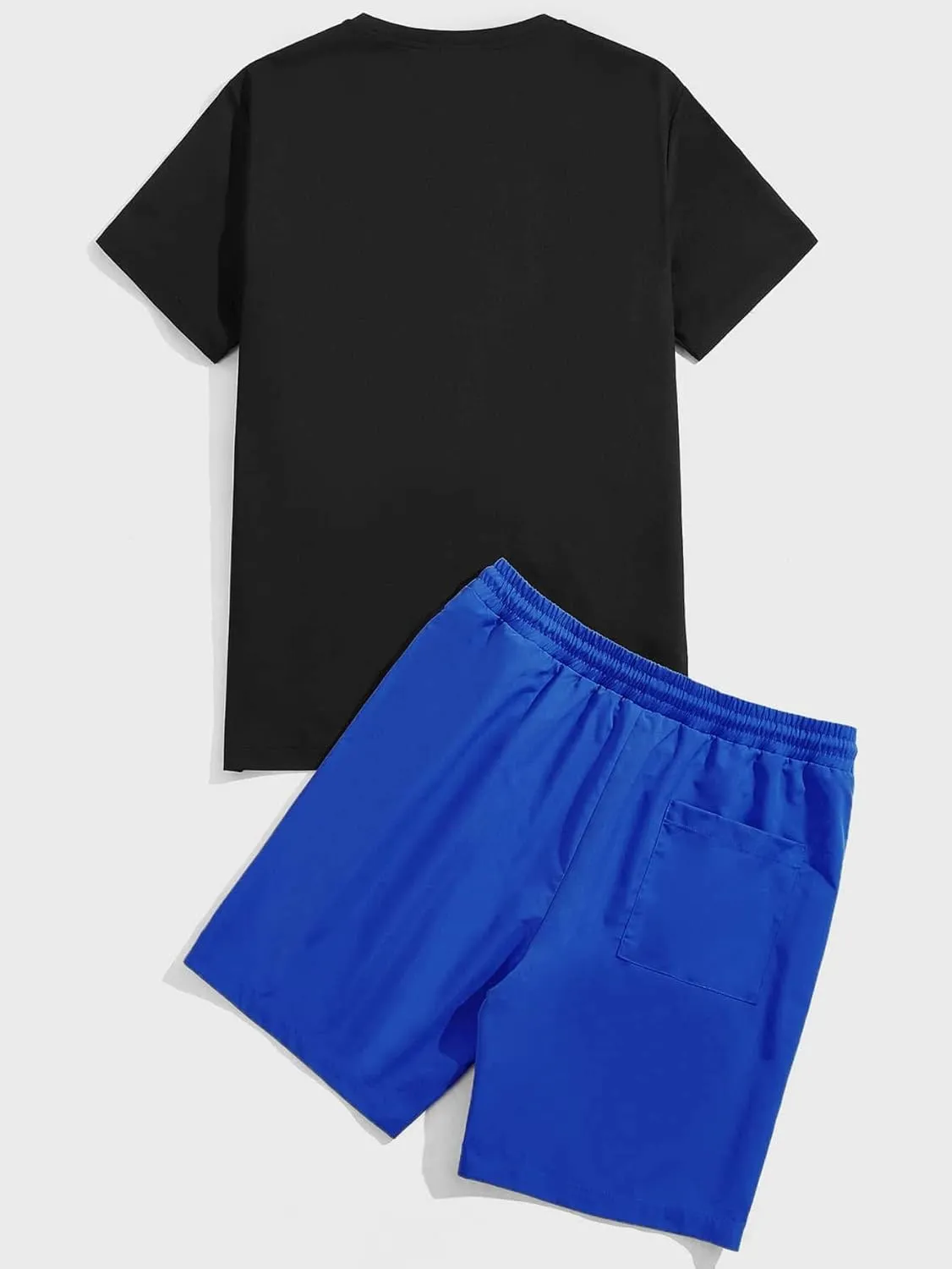 GORGLITTER Men's Letter Graphic Print T Shirts Short Sleeve Top & Shorts Casual Two Piece Sets