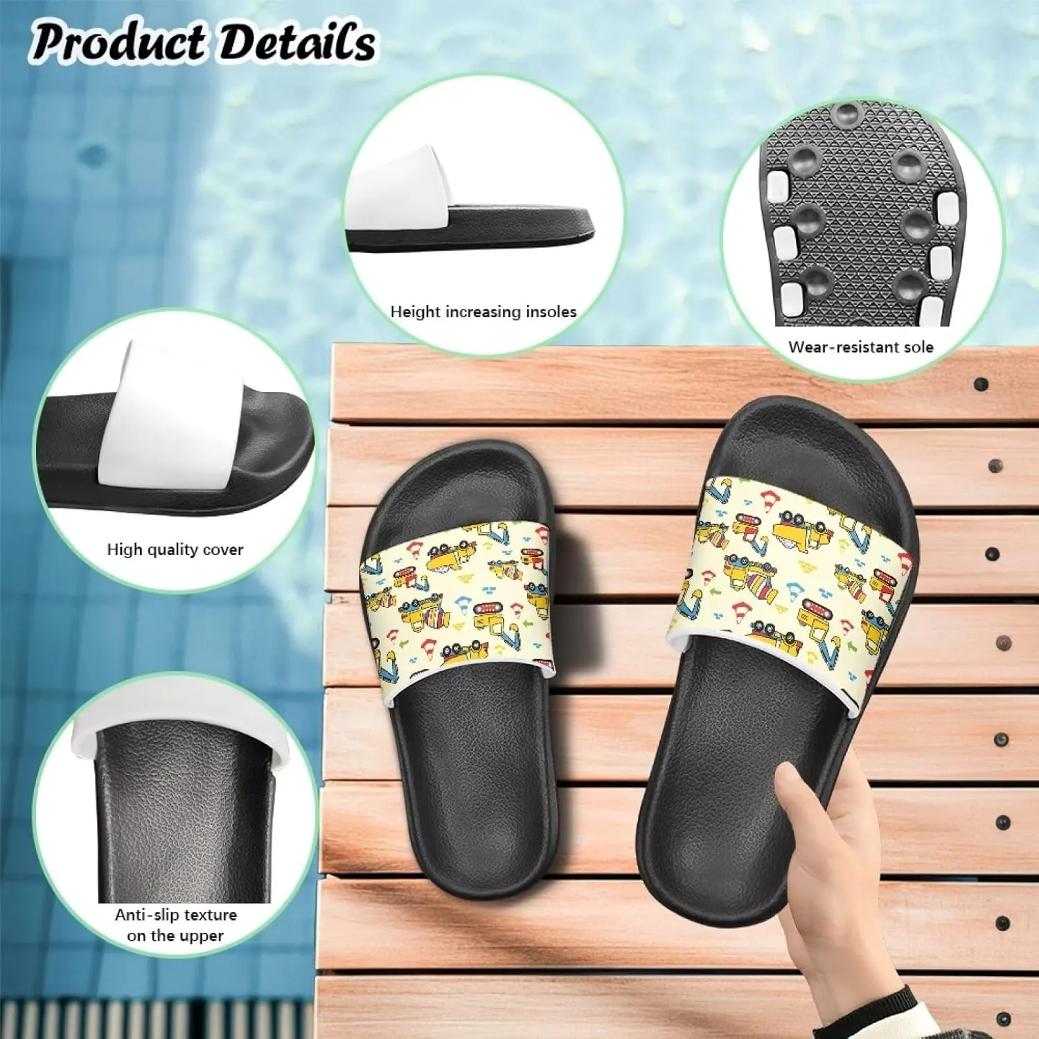 GOSTONG Unisex Slides for Boys Girls Slides Slippers Non Slip Shower Shoes Casual House Sandals Thick Sole Indoor & Outdoor