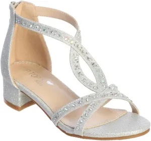 iGirlDress Girls Matte Strap Buckle Block Heel Dress Open-Toe Sandals 9-5 Kids