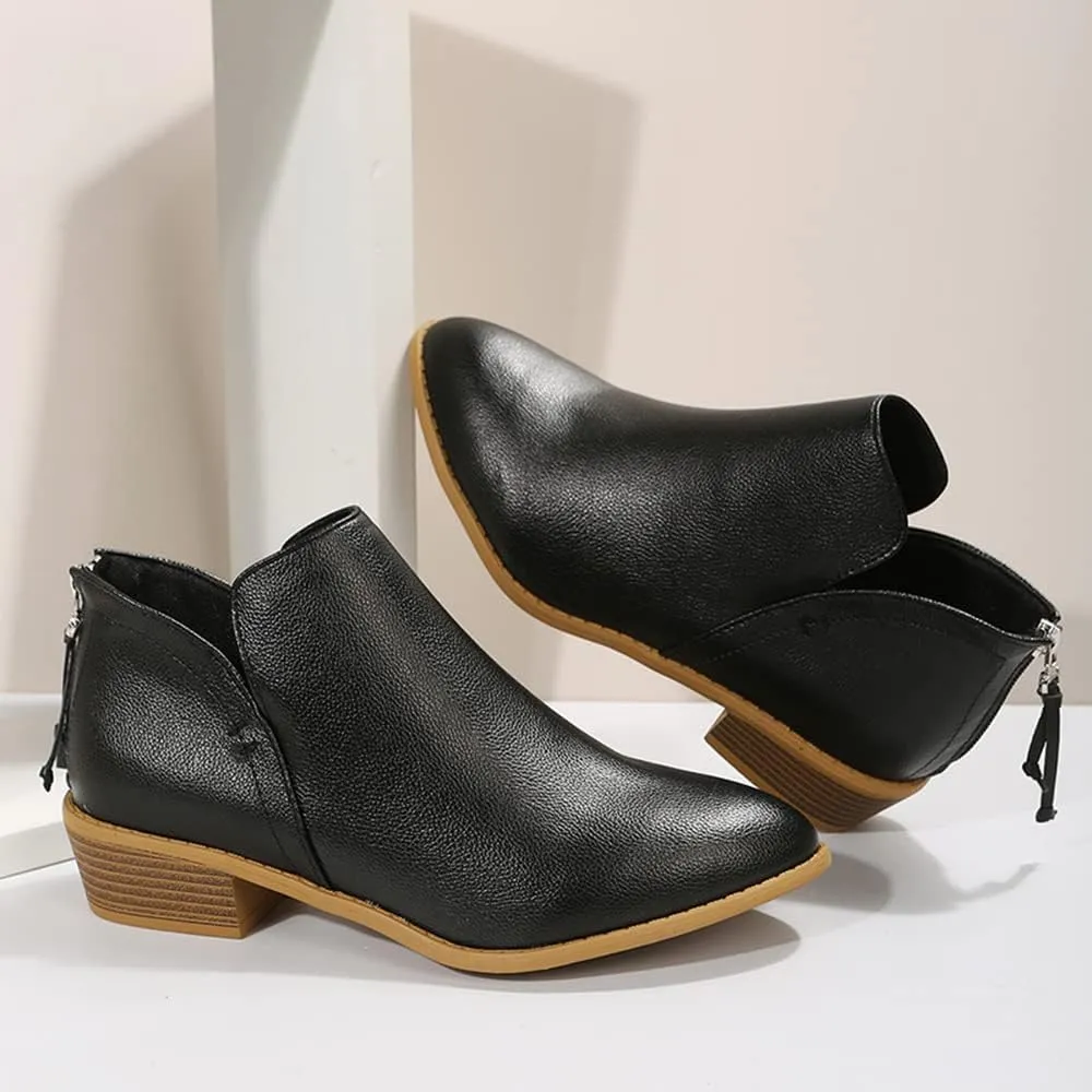 JITUUE Ankle Booties for Women,Women's Casual Dress Low Heeled Booties. V Cut Fashion Thick Heel Design Shoes