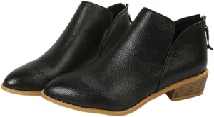 JITUUE Ankle Booties for Women,Women's Casual Dress Low Heeled Booties. V Cut Fashion Thick Heel Design Shoes