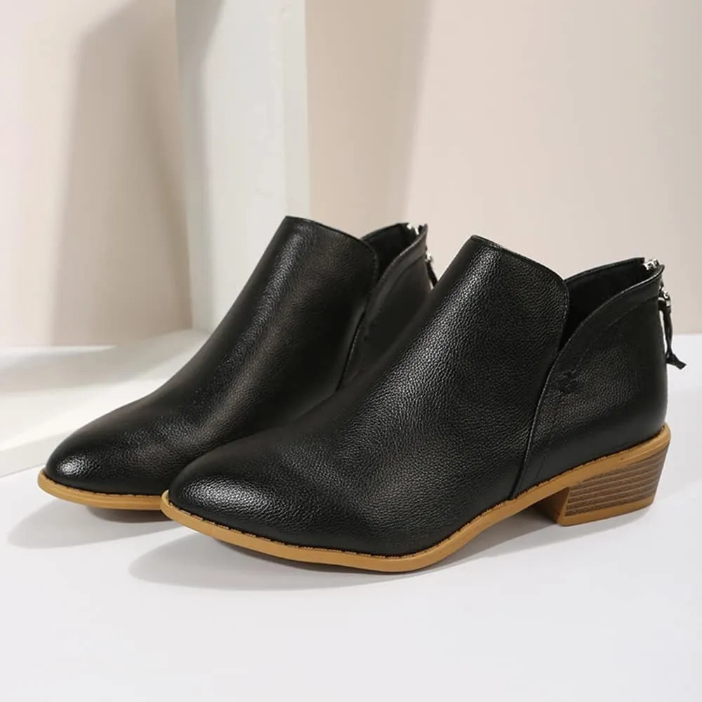 JITUUE Ankle Booties for Women,Women's Casual Dress Low Heeled Booties. V Cut Fashion Thick Heel Design Shoes