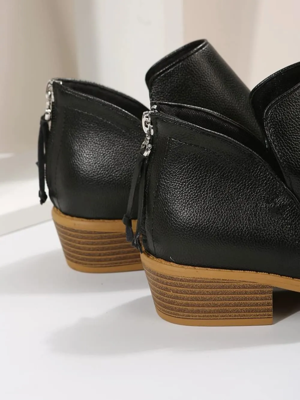 JITUUE Ankle Booties for Women,Women's Casual Dress Low Heeled Booties. V Cut Fashion Thick Heel Design Shoes