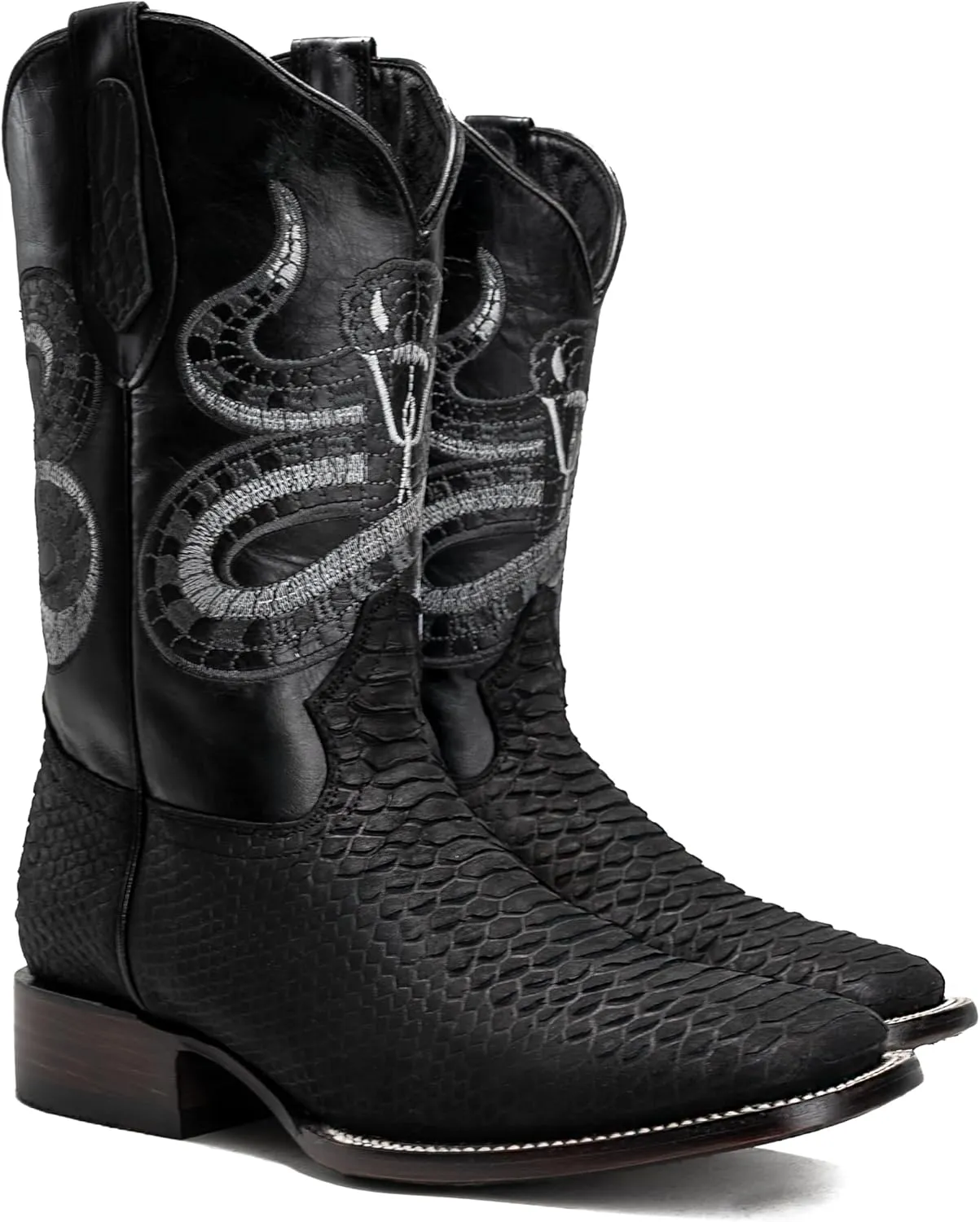 Joe Boots Python Leather Print Men's Western Boot: Square Toe Cowboy, Rodeo Boots