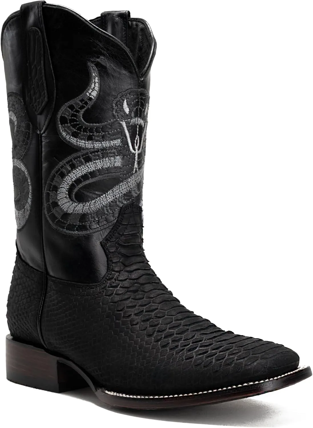 Joe Boots Python Leather Print Men's Western Boot: Square Toe Cowboy, Rodeo Boots