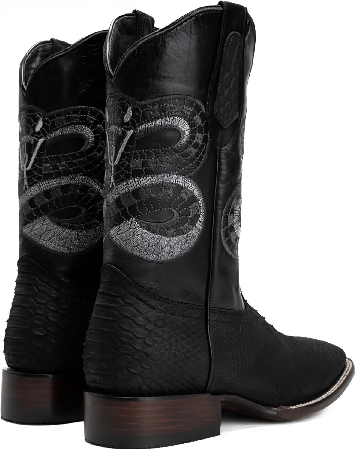 Joe Boots Python Leather Print Men's Western Boot: Square Toe Cowboy, Rodeo Boots