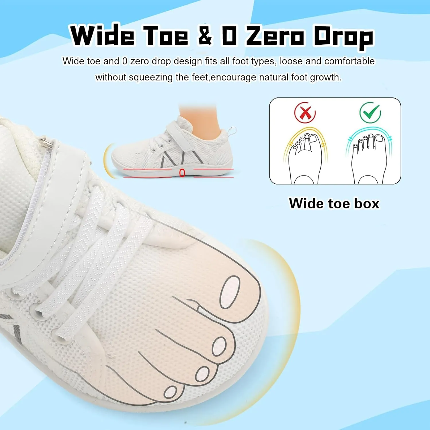 JOINFREE Toddler Shoes Boys Girls Wide Barefoot Shoes Little Kids Minimalist Sneakers Zero Drop Casual Walking Shoes Breathable Tennis Shoes Indoor Outdoor
