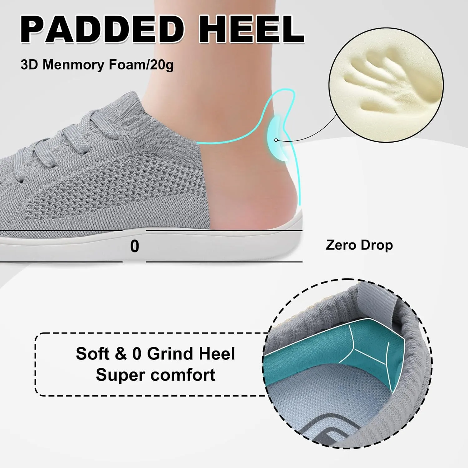 JOINFREE Women's Minimalist Walking Shoes Wide Toe Barefoot Shoes Zero Drop Casual Sneakers Breathable Slip On Tennis Shoes
