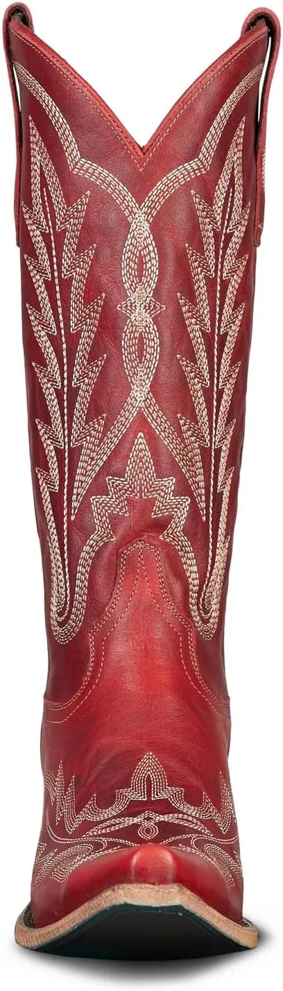 JORISTIMO Women's Cowboy with Embroidered Stitch,Knee High Boots, Classic Snip Toe Traditional Western Knee Bootie