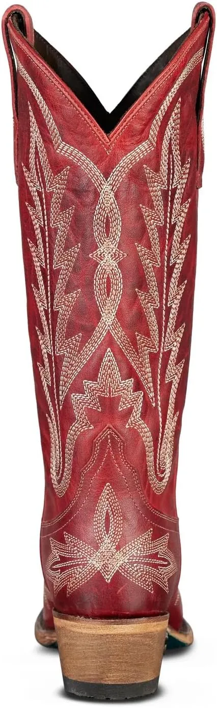 JORISTIMO Women's Cowboy with Embroidered Stitch,Knee High Boots, Classic Snip Toe Traditional Western Knee Bootie