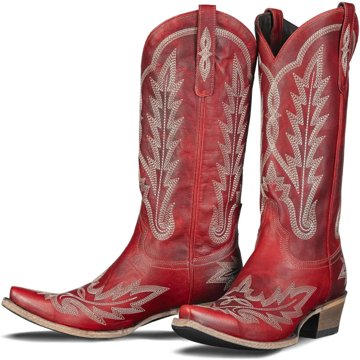 JORISTIMO Women's Cowboy with Embroidered Stitch,Knee High Boots, Classic Snip Toe Traditional Western Knee Bootie