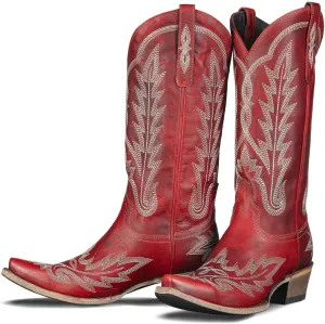 JORISTIMO Women's Cowboy with Embroidered Stitch,Knee High Boots, Classic Snip Toe Traditional Western Knee Bootie