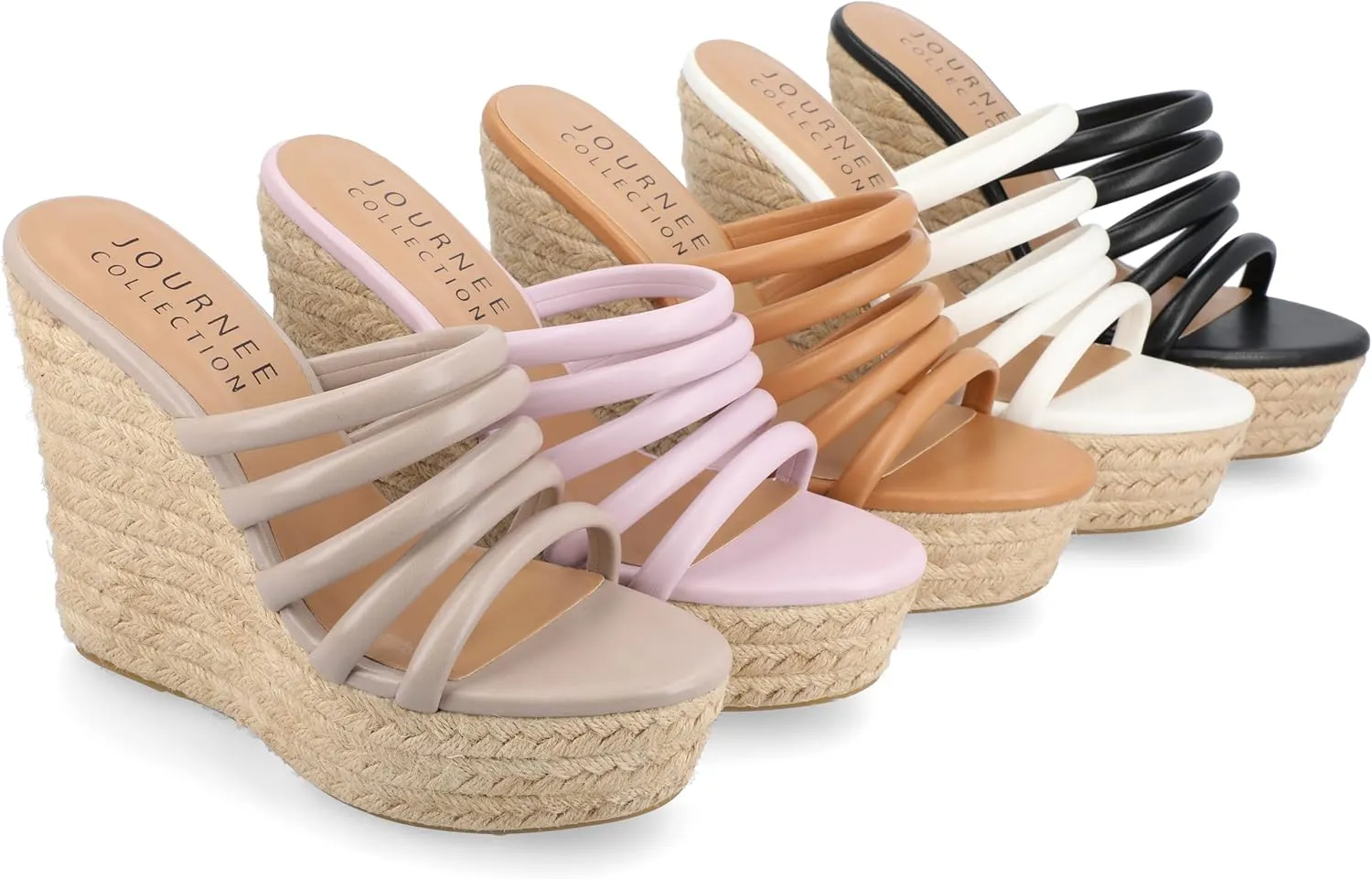 Journee Collection Womens CYNTHIE Puffy straps Round toe Wedge Sandals