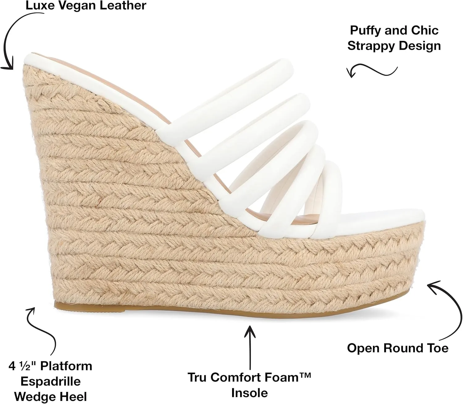Journee Collection Womens CYNTHIE Puffy straps Round toe Wedge Sandals