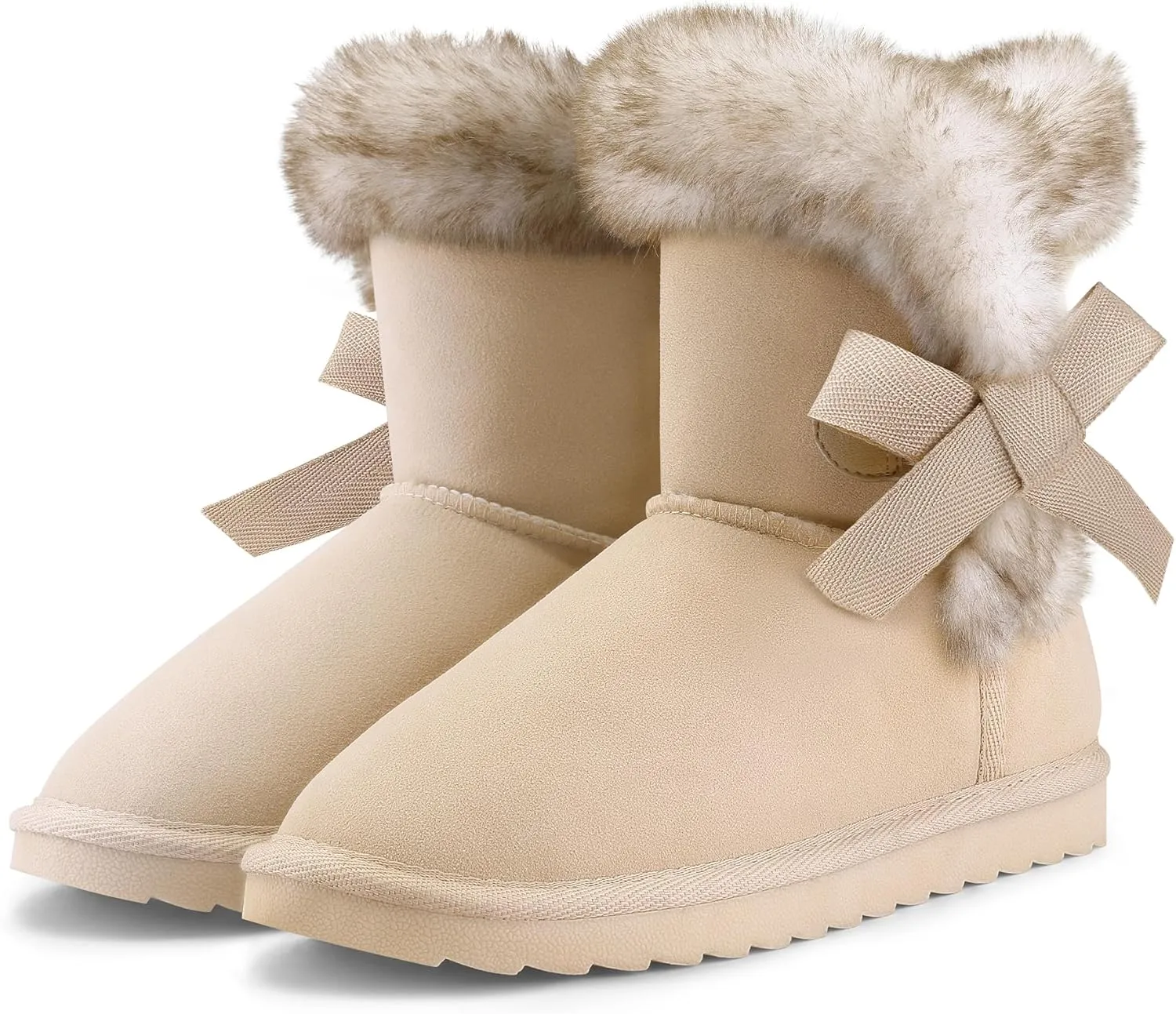 K KomForme Girls Kids Snow Boots Warm Fur Lined Slip On Outdoor Winter Shoes Lightweight Comfy（Little/Big Kids）