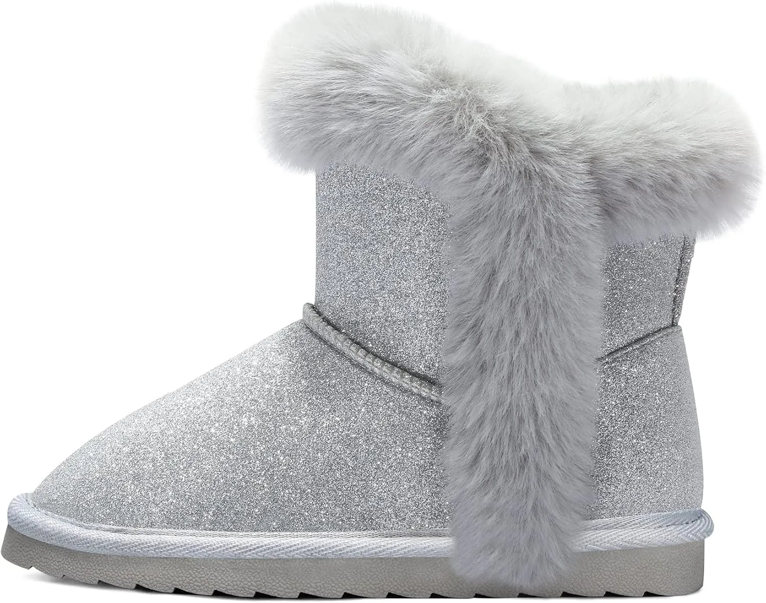 K KomForme Girls Snow Boots Warm Fur Lined Glitter Strap Winter Shoes Lightweight with Hook-and-loop(Toddler/Little Kids/Big Kids)