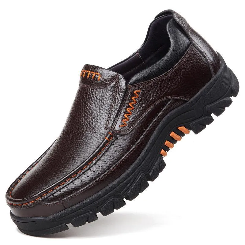 Leather Top Layer Cowhide Non-Slip Casual Shoes