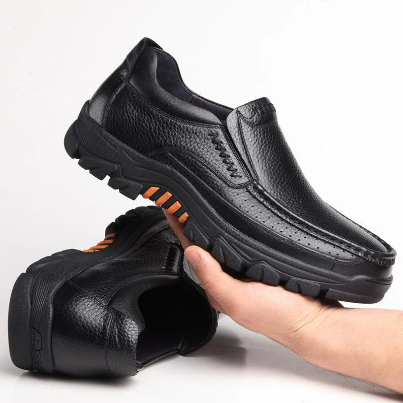 Leather Top Layer Cowhide Non-Slip Casual Shoes