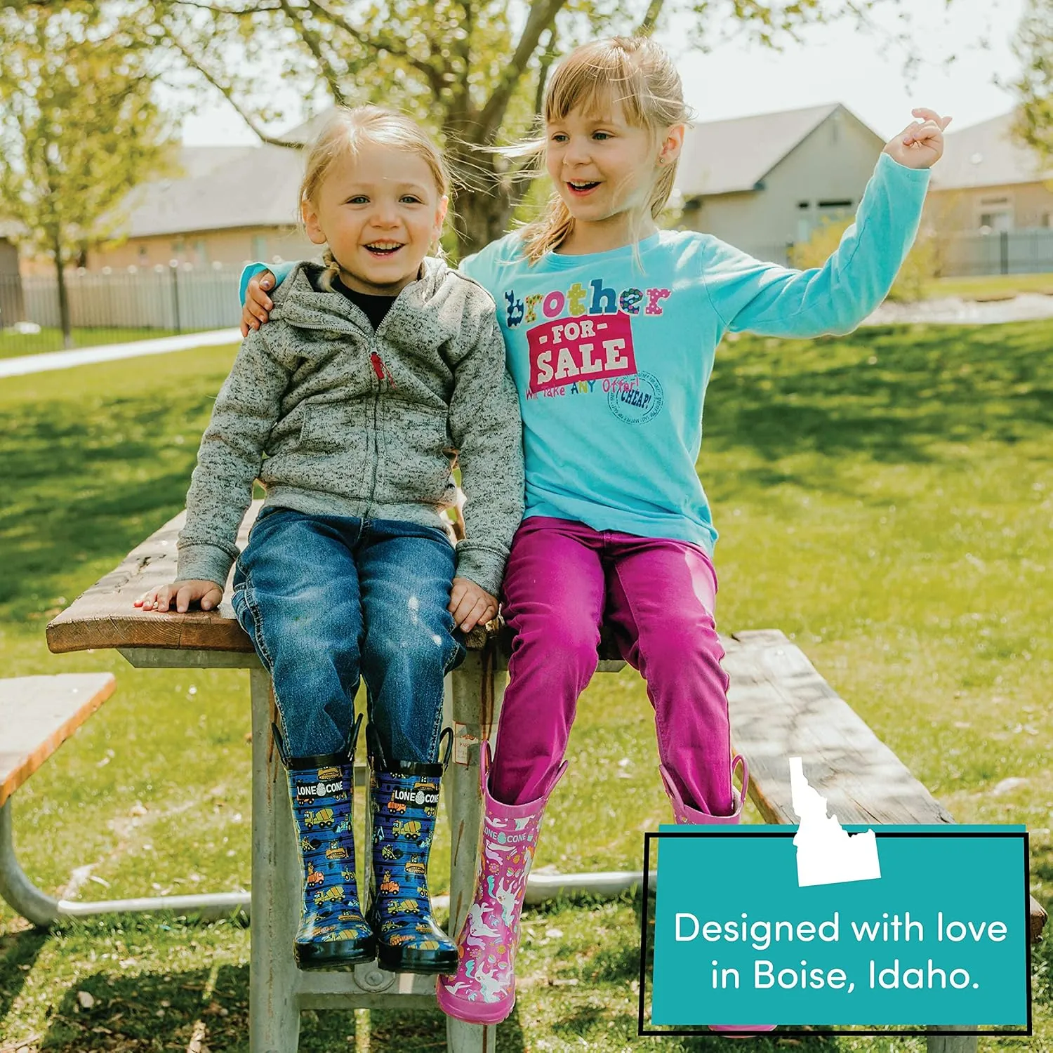 Lone Cone Kids Rain Boots for Girls & Boys – Waterproof Natural Rubber Toddler Rain Boots with Non-Slip Outsole & Easy Pull Handles – Solid, Pattern & Glitter Designs