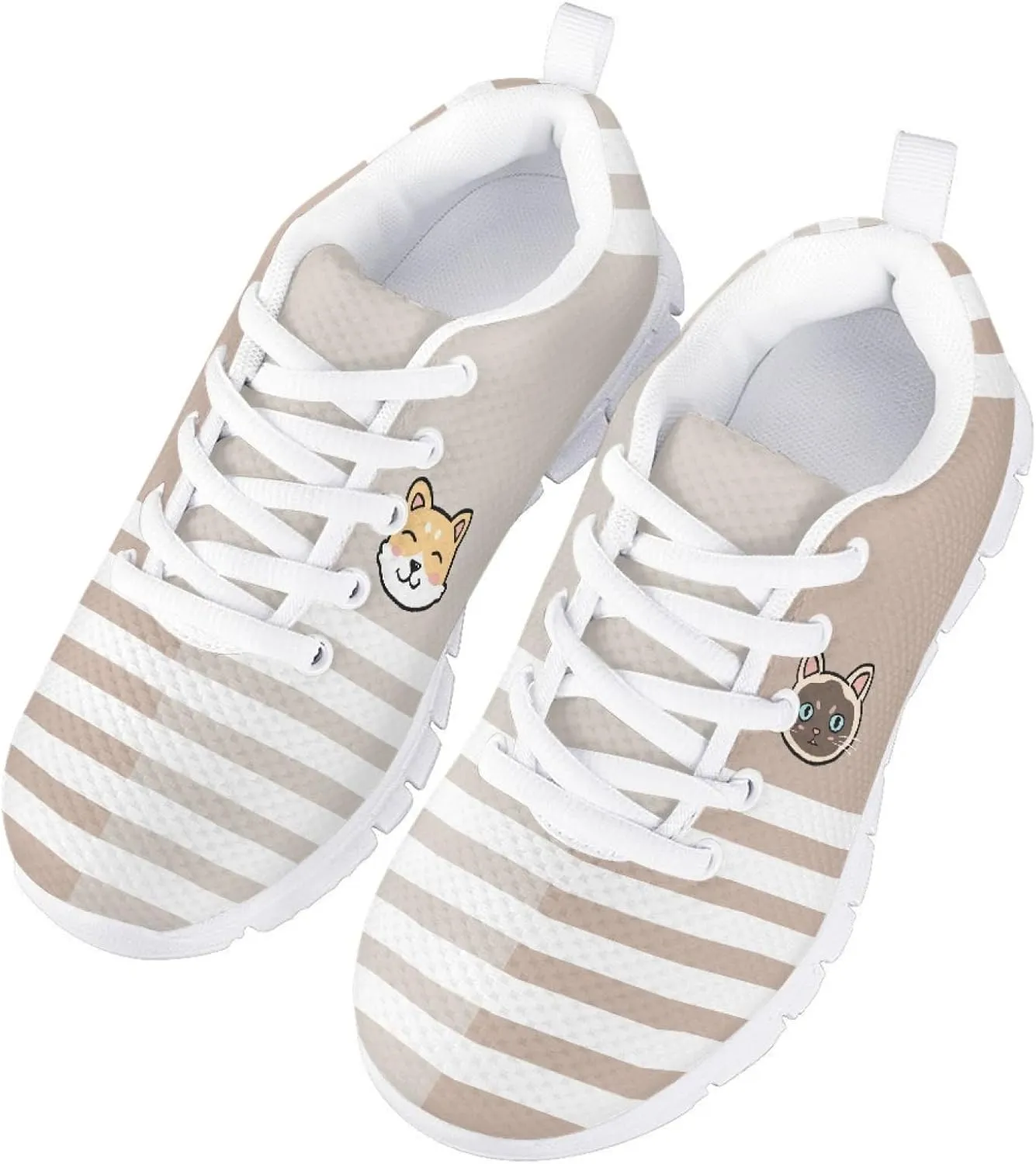 MARSVOVO Sneakers for Kids Girls Flexible Athletic Lightweight Breathable Lace-up First Shoes for Walking Boy Girl Most Comfortable Classic Printed Casual Fashion Non Slip Sport Girl Running Shoes