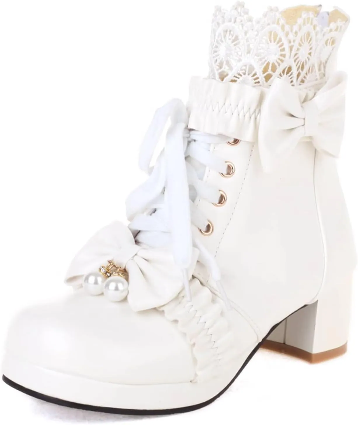 MEOTINA Goth Platform Boots Chunky High Heels Ankle Boots Lace Buckle Gothic Cosplay Booties Zipper Punk Shoes