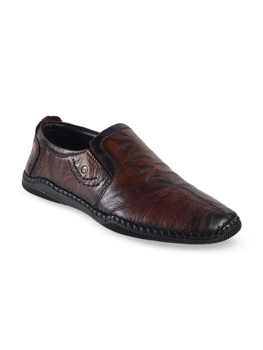 Metro Men Textured Leather Loafers