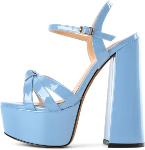 Mettesally Women's Chunky Platform Heels Heeled Sandals Open Toe Ankle Strap Sandals Summer Dress Shoes