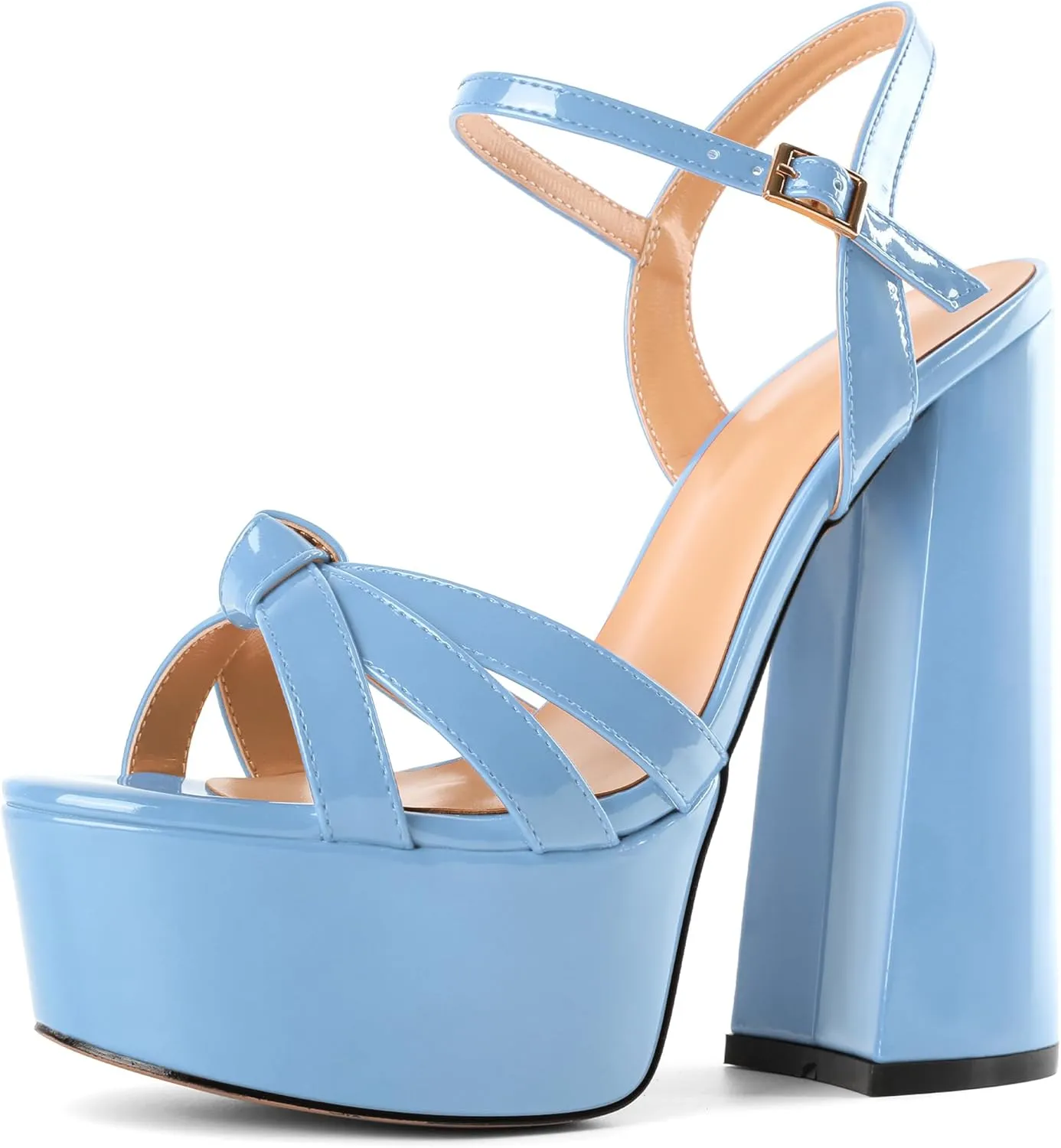 Mettesally Women's Chunky Platform Heels Heeled Sandals Open Toe Ankle Strap Sandals Summer Dress Shoes
