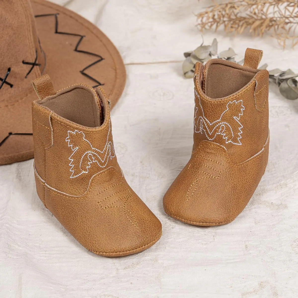 Miamooi Infant Baby Boys Girls Booties Newborn Cozy Fleece Warm Winter Boots Toddler Non-Slip Lace Up First Walking Shoes