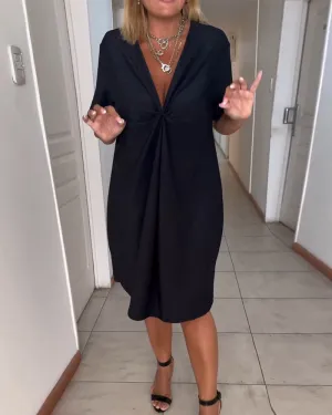 Mila | Short-Sleeve V-Neck Twist Dress