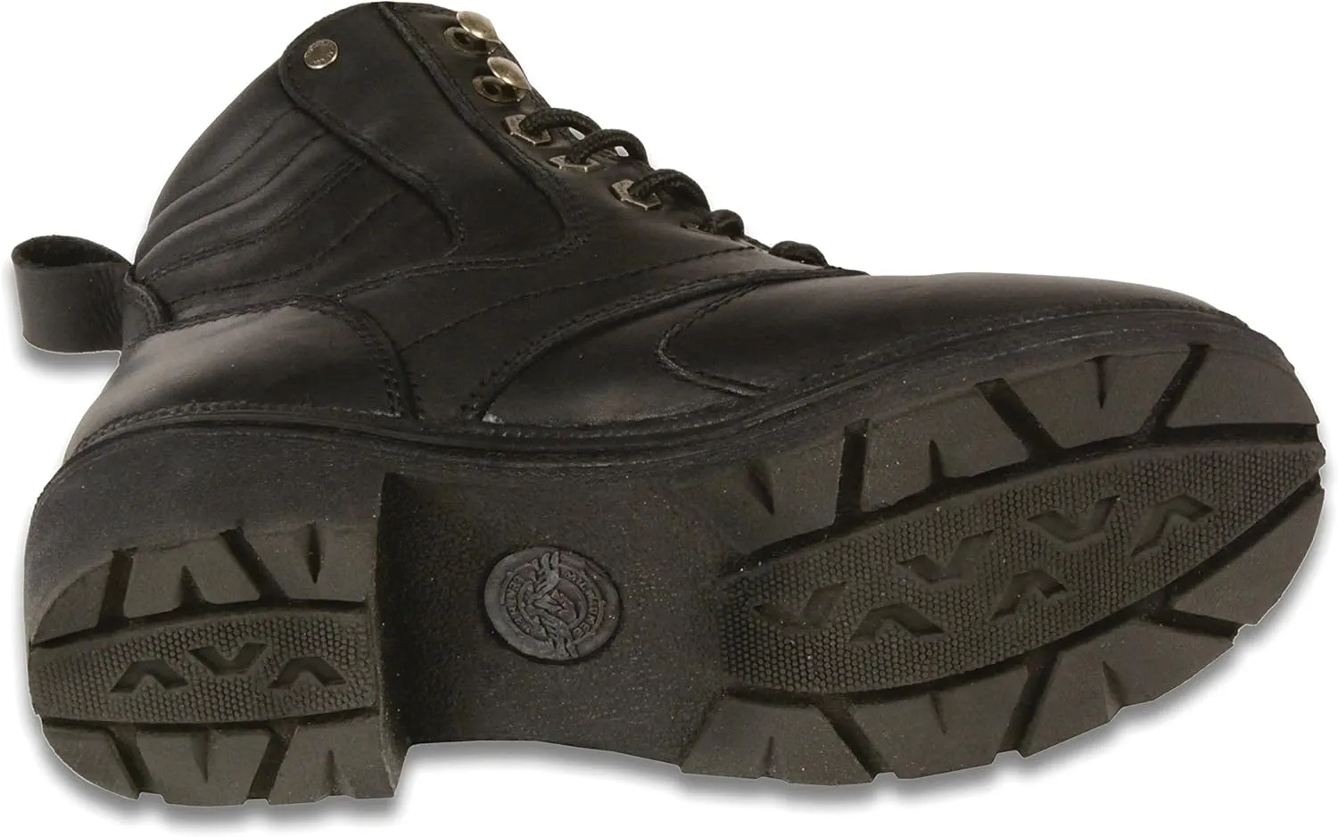 Milwaukee Leather MBL9320W Women's Black Premium Leather Wide-Width Lace-Up Motorcycle Rider Boots