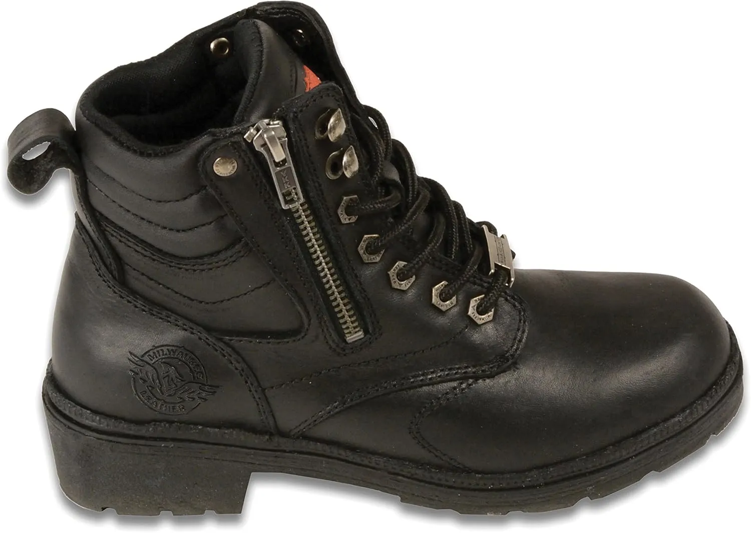 Milwaukee Leather MBL9320W Women's Black Premium Leather Wide-Width Lace-Up Motorcycle Rider Boots