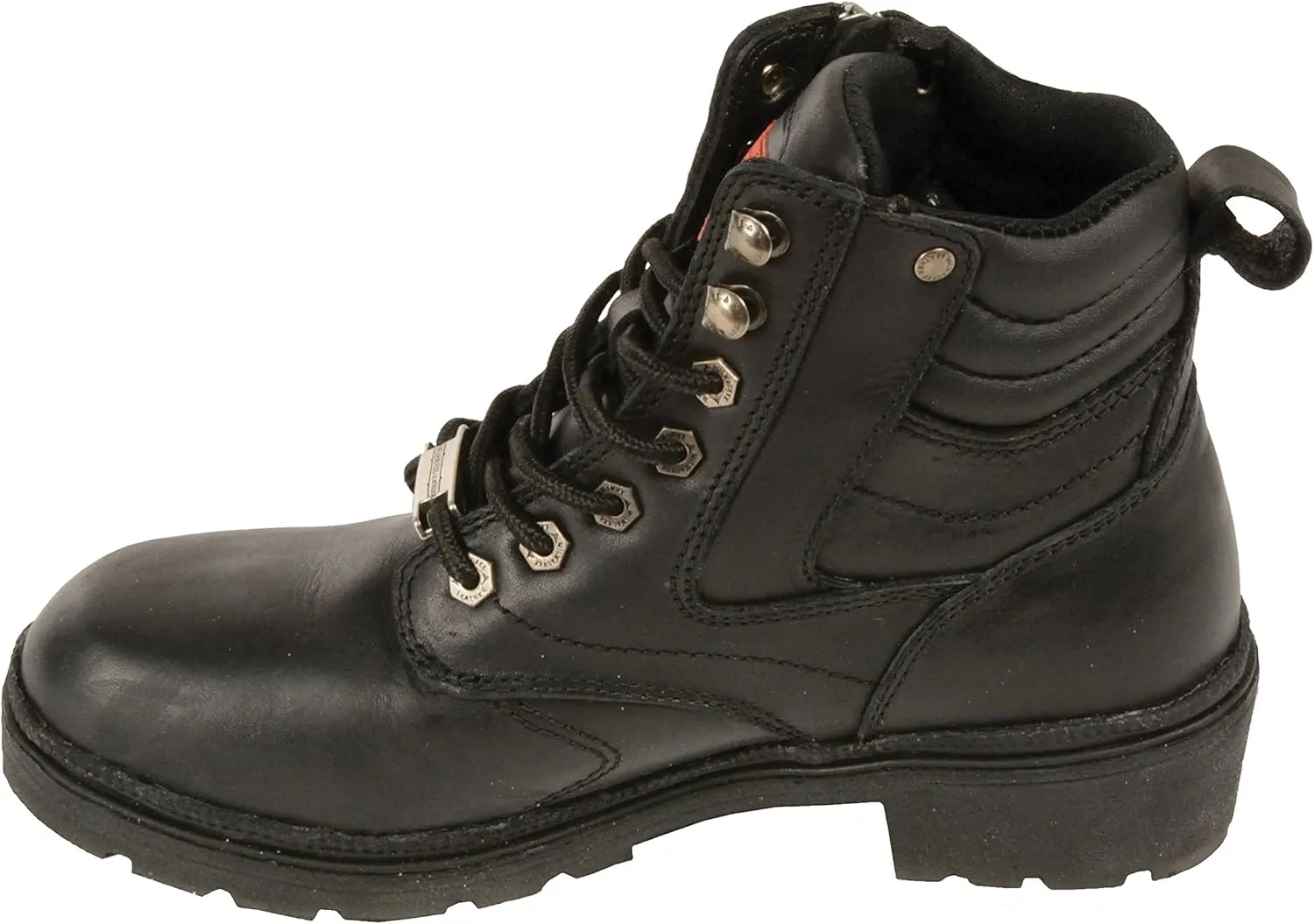 Milwaukee Leather MBL9320W Women's Black Premium Leather Wide-Width Lace-Up Motorcycle Rider Boots