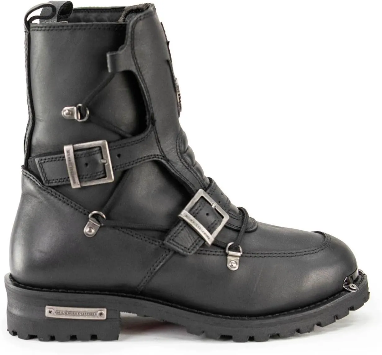Milwaukee Leather Men's Black Smooth Plain Motorcycle Leather Boots - 11