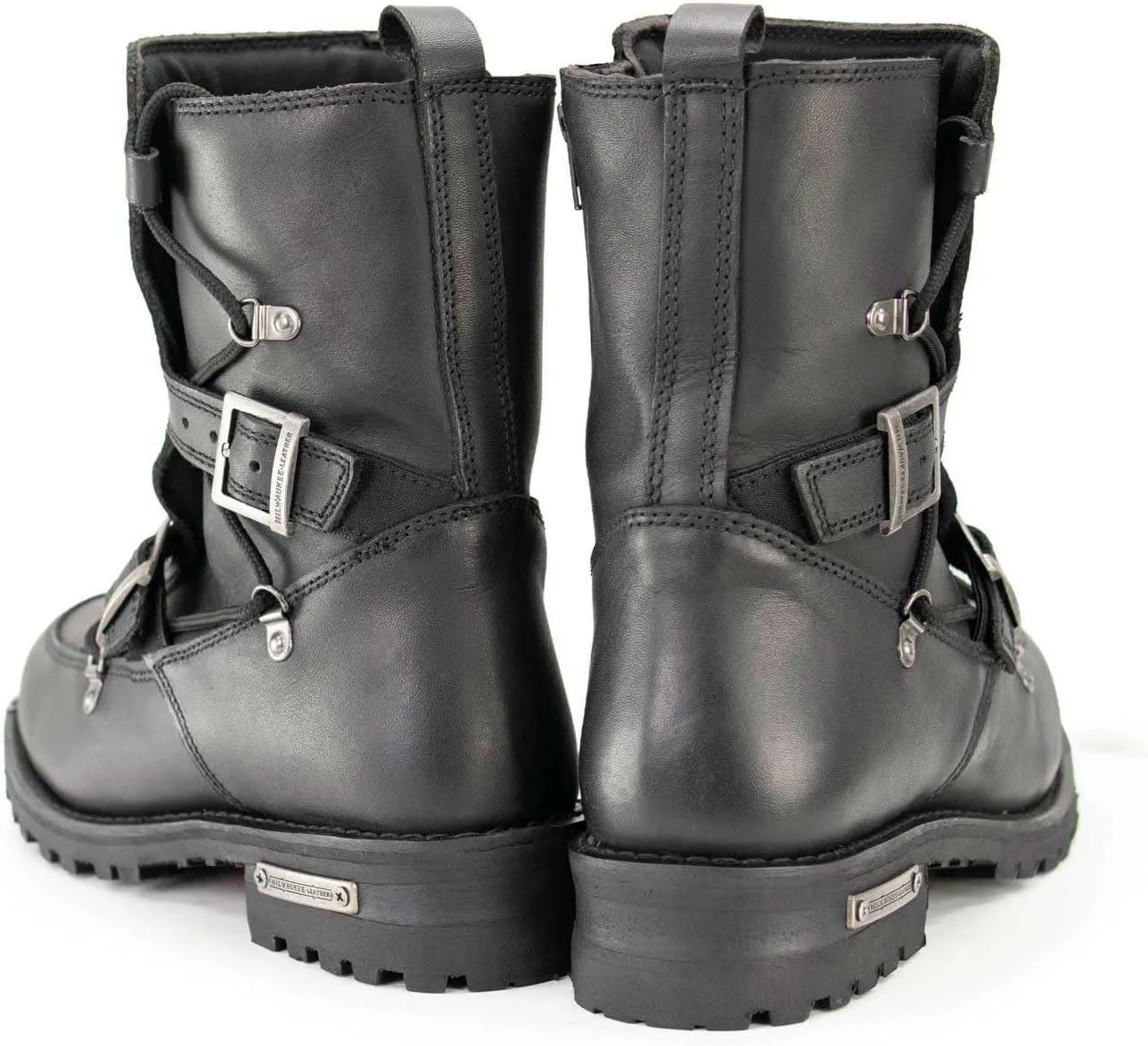 Milwaukee Leather Men's Black Smooth Plain Motorcycle Leather Boots - 11