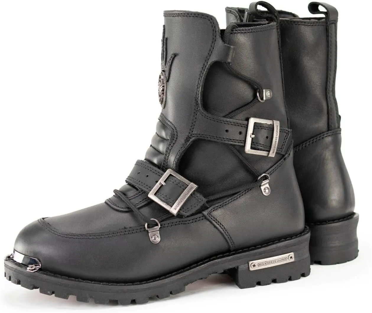 Milwaukee Leather Men's Black Smooth Plain Motorcycle Leather Boots - 11