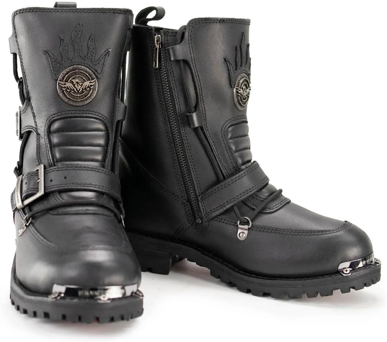 Milwaukee Leather Men's Black Smooth Plain Motorcycle Leather Boots - 11