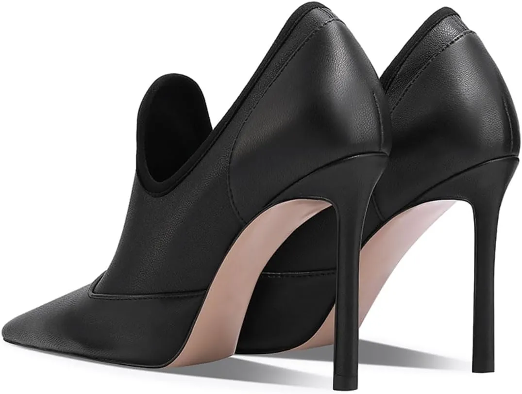 miss left Women Chic Ankle Boots Closed Pointed Toe Stiletto High Heels Slip On Cut Out Booties Stylish Casual Daily Date Prom Winter Shoes Size 4-16 US
