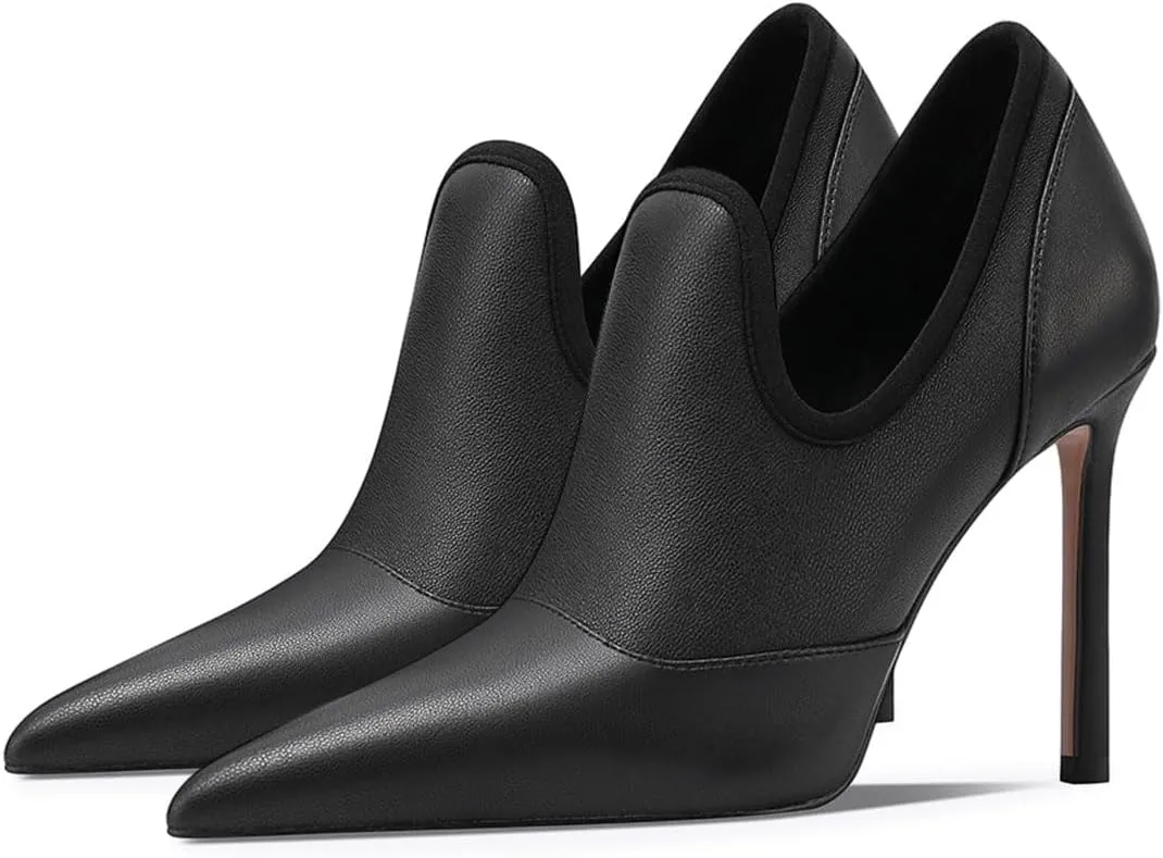 miss left Women Chic Ankle Boots Closed Pointed Toe Stiletto High Heels Slip On Cut Out Booties Stylish Casual Daily Date Prom Winter Shoes Size 4-16 US