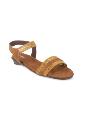Mochi Women Brown Textured Open Toe Flats
