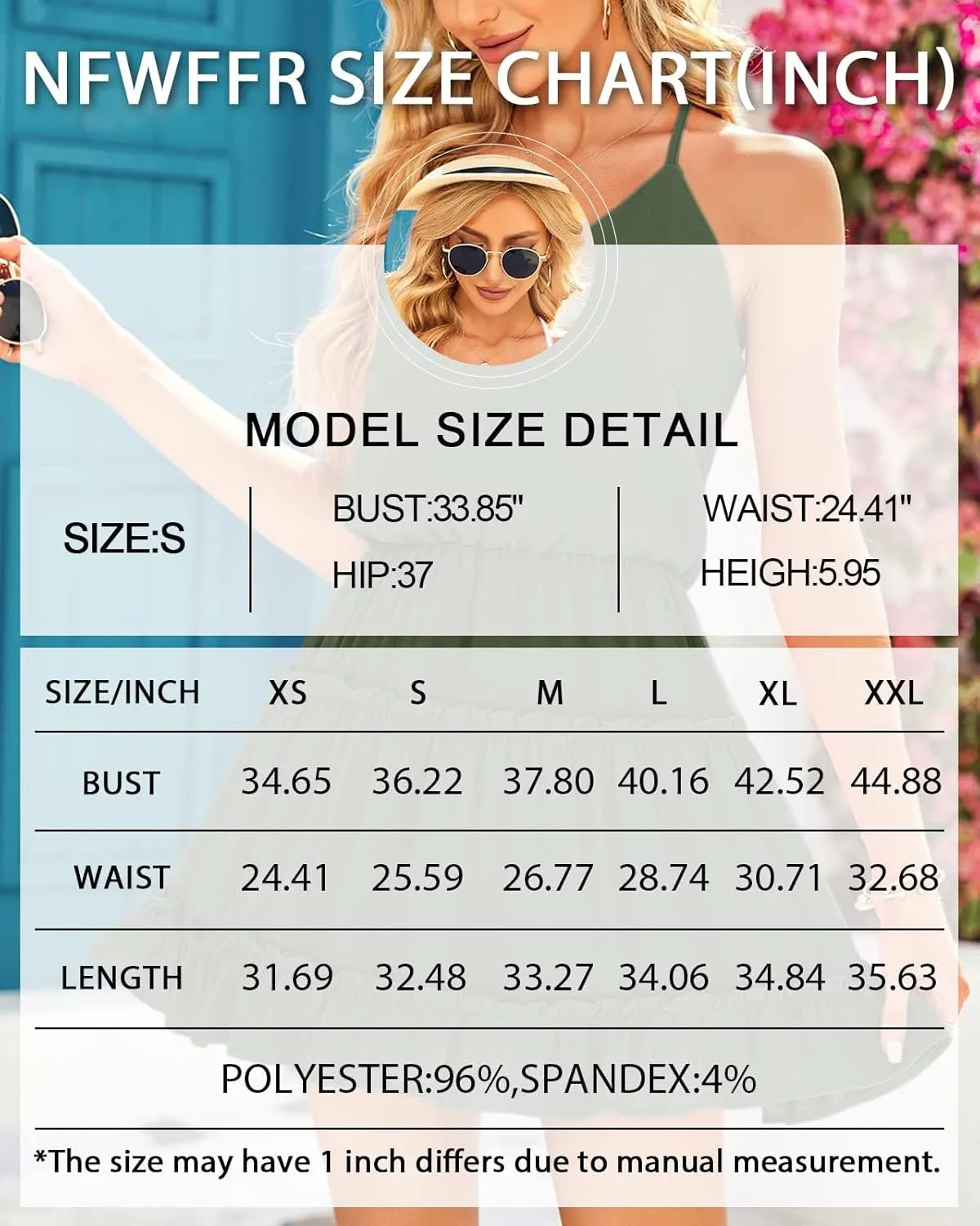 Newffr Womens V Neck Summer Dress Sleeveless Mini Dress Ruffle Dress Spaghetti Strap Racerback Sun Flowy Dress