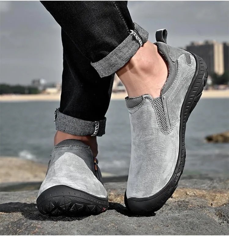 Outdoor Low-top Sports Hiking Shoes Men's Slip-on Lazy Shoes Large Size Workwear Casual Leather Shoes