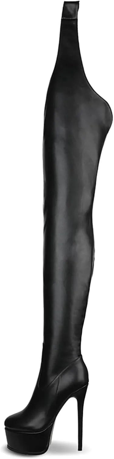 Over The Knee High Boots Stiletto Heel Black Platform Thigh High Boots For Women Lace Up Zipper Boots For Cosplay Custume