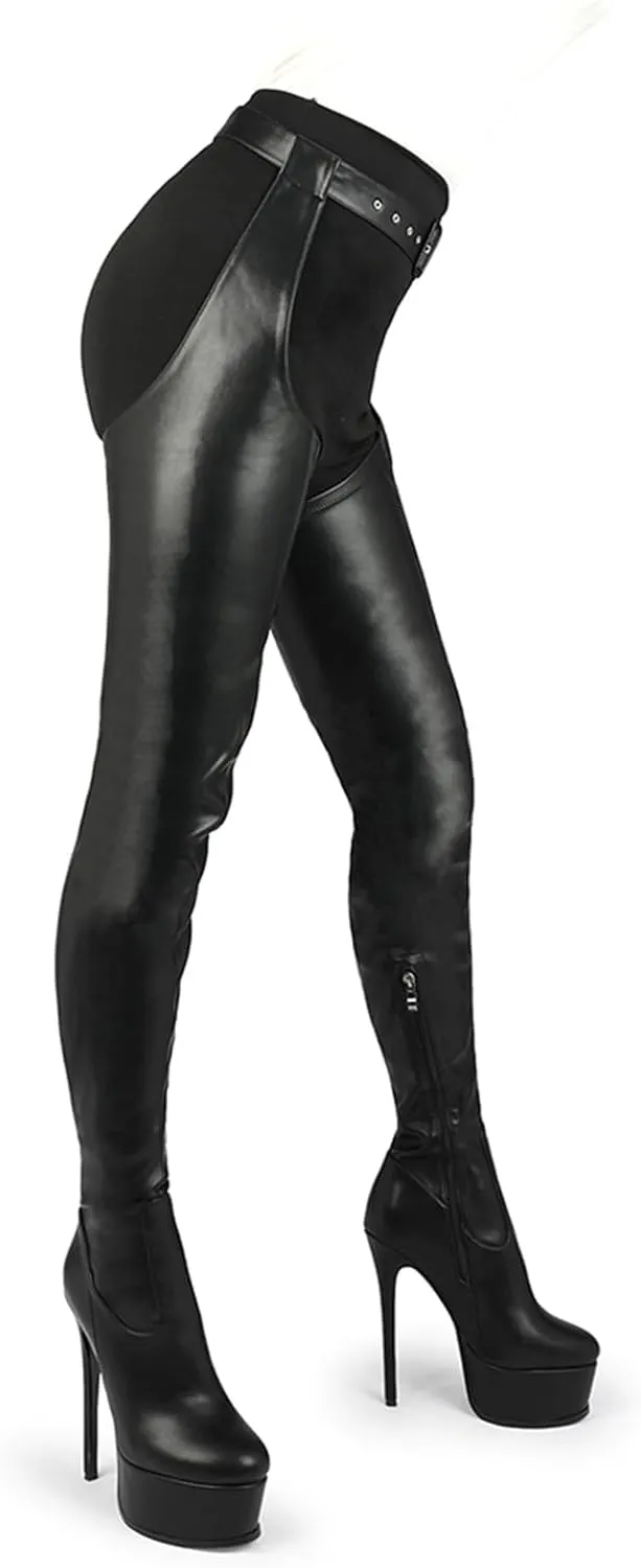 Over The Knee High Boots Stiletto Heel Black Platform Thigh High Boots For Women Lace Up Zipper Boots For Cosplay Custume