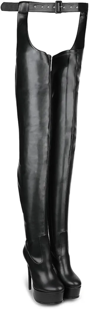 Over The Knee High Boots Stiletto Heel Black Platform Thigh High Boots For Women Lace Up Zipper Boots For Cosplay Custume