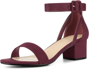 Perphy Open Toe Ankle Strap Block High Heels Sandals for Women