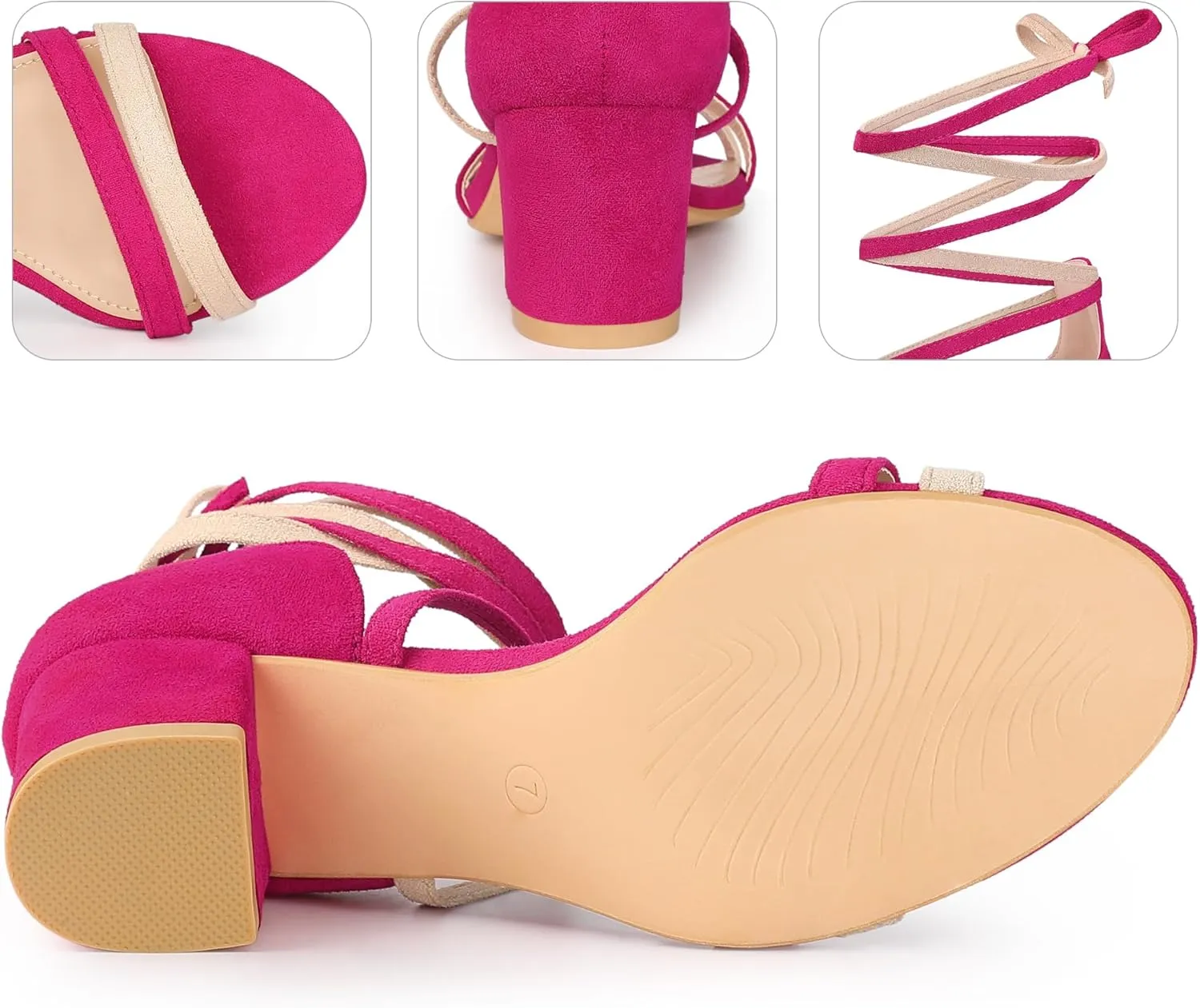 Perphy Open Toe Color Block Heel Tie up Sandals for Women