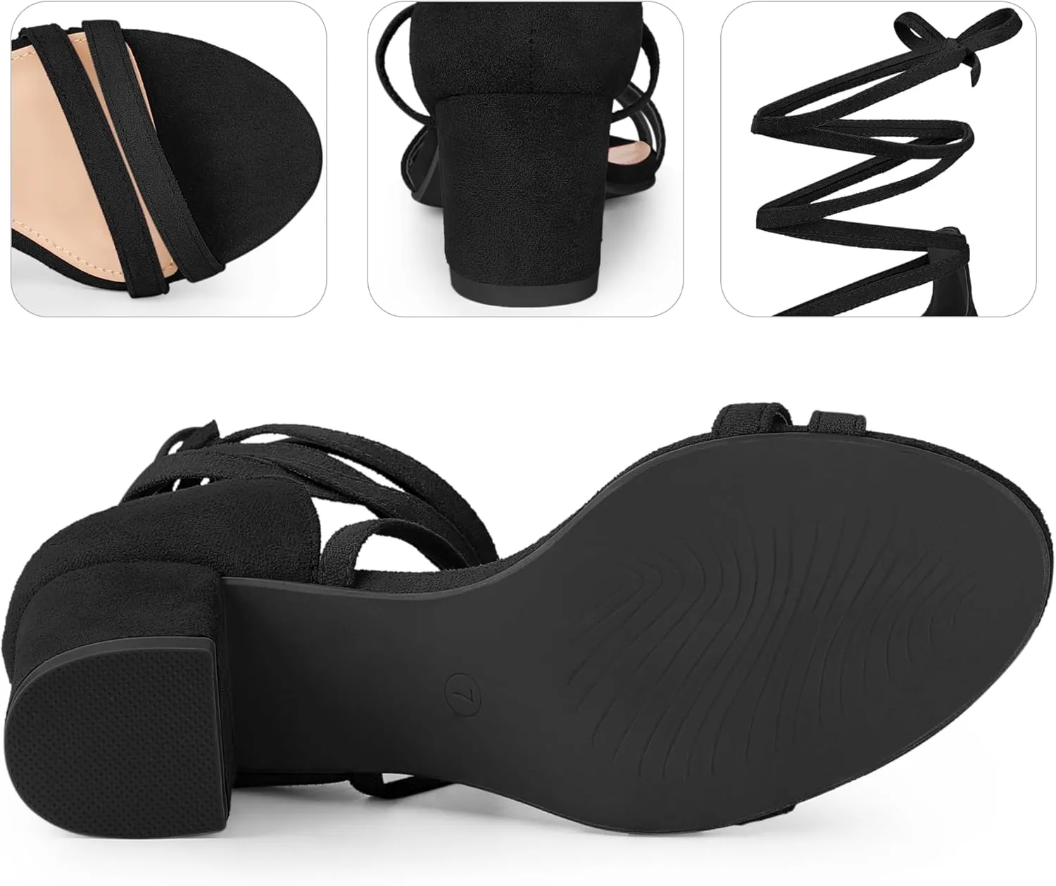 Perphy Open Toe Color Block Heel Tie up Sandals for Women