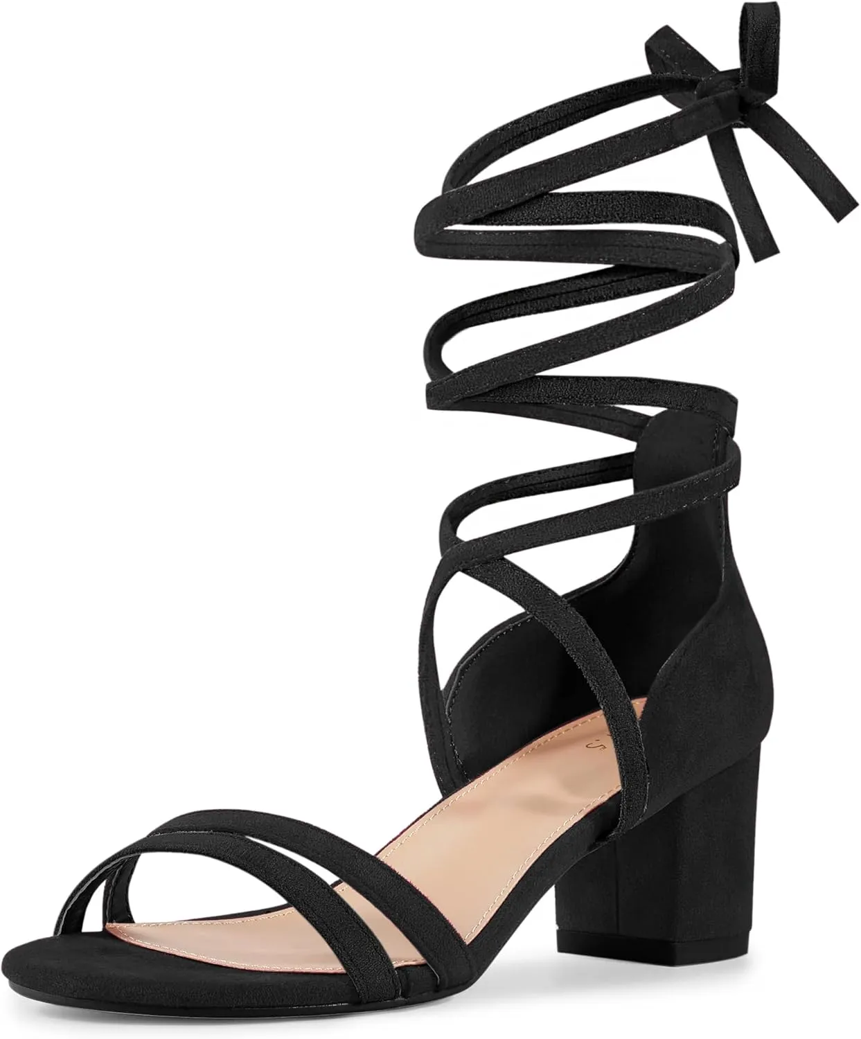 Perphy Open Toe Color Block Heel Tie up Sandals for Women