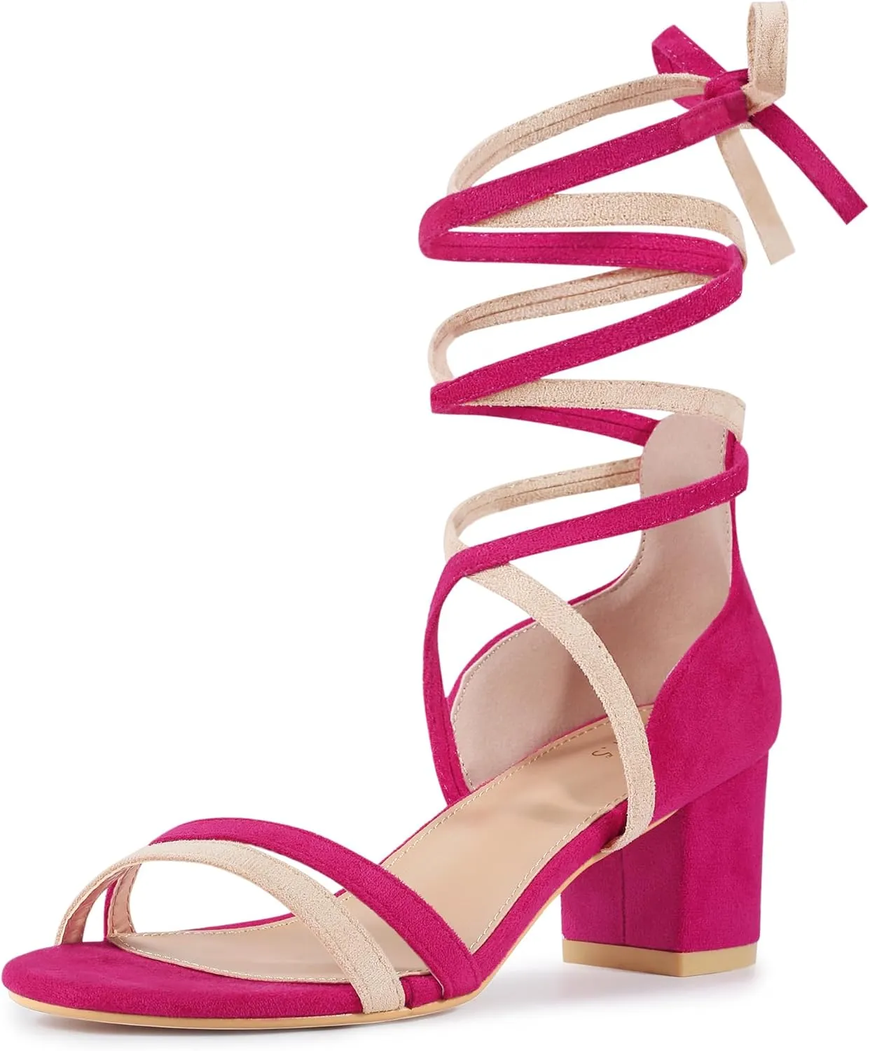 Perphy Open Toe Color Block Heel Tie up Sandals for Women